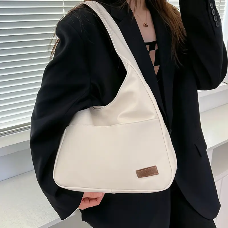 Brown Textured Women's Large Capacity Shoulder Bag - Image 7
