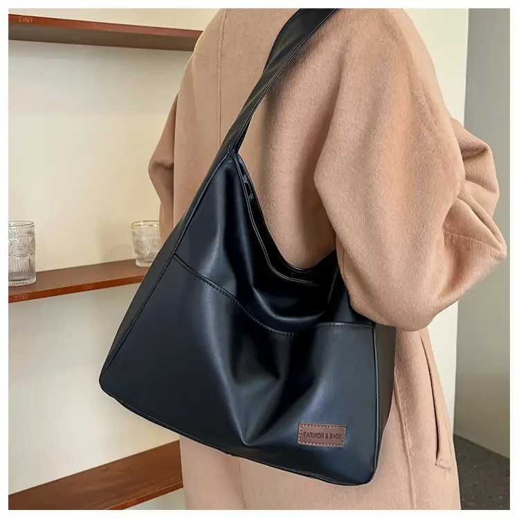 Brown Textured Women's Large Capacity Shoulder Bag — feature 10