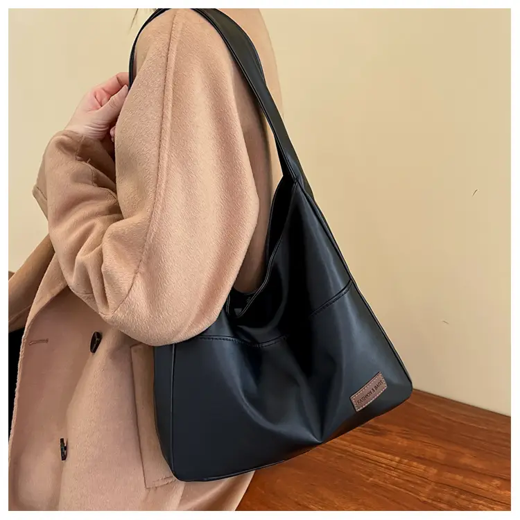 Brown Textured Women's Large Capacity Shoulder Bag — feature 11
