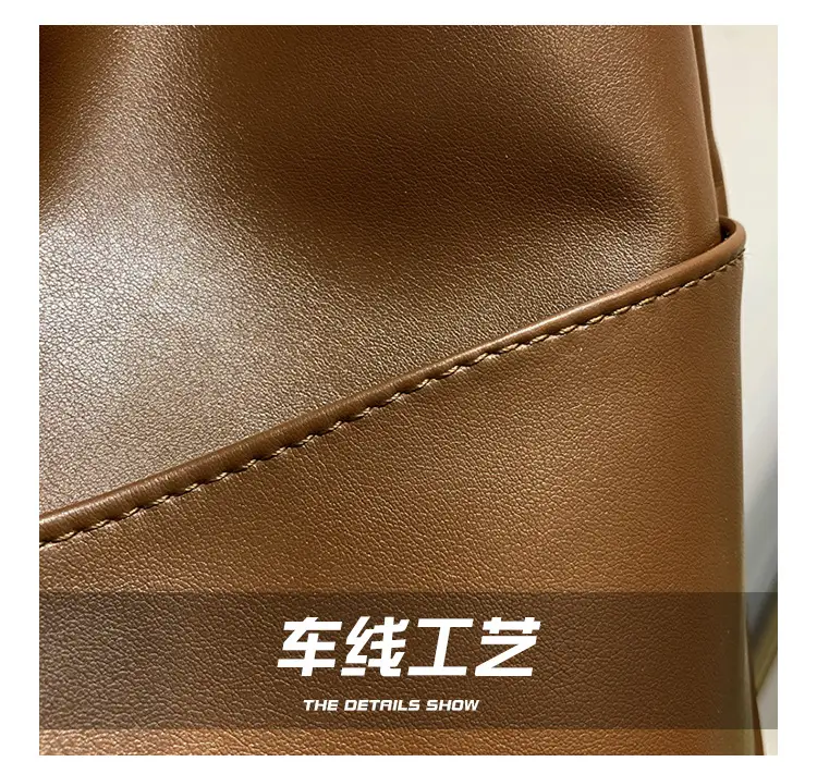 Brown Textured Women's Large Capacity Shoulder Bag — feature 4