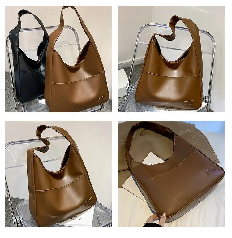 Brown Textured Women's Large Capacity Shoulder Bag — feature 8