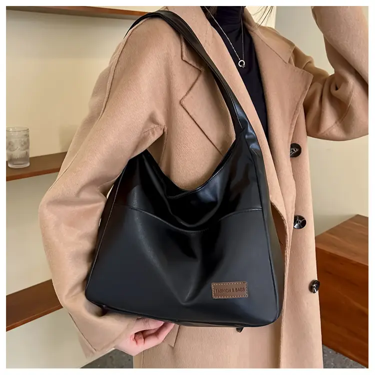 Brown Textured Women's Large Capacity Shoulder Bag — feature 9