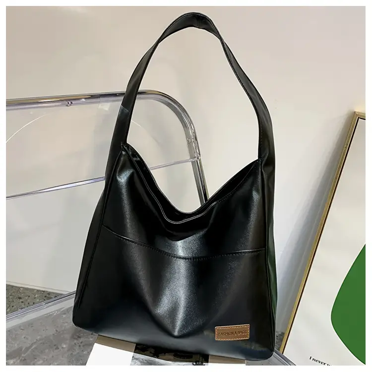 Brown Textured Women's Large Capacity Shoulder Bag - Image 2
