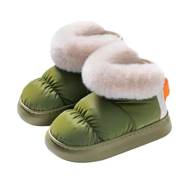 Autumn and Winter high-top fur mouth fleece-lined warm cotton shoes women's indoor home thick bottom non-slip all-inclusive heel couple cotton slippers