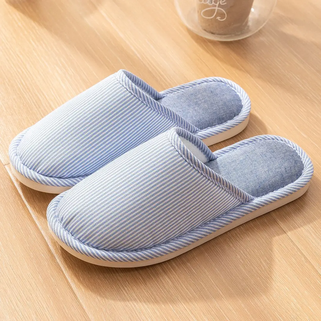 Cotton slippers women's four seasons indoor home leisure non-slip couple home new non-slip spring and autumn cotton and linen slippers men - Image 3