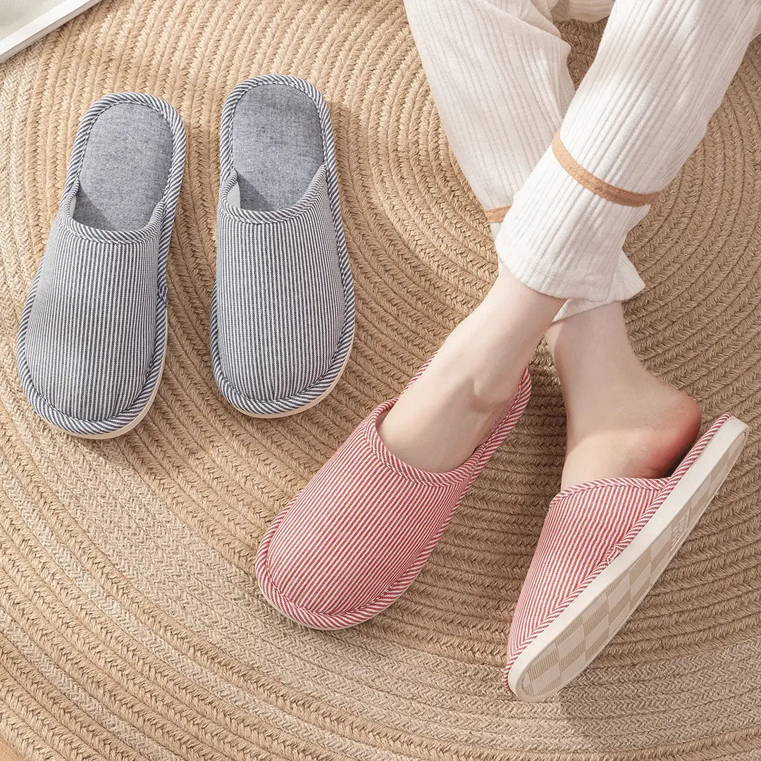 Cotton slippers women's four seasons indoor home leisure non-slip couple home new non-slip spring and autumn cotton and linen slippers men - Image 5