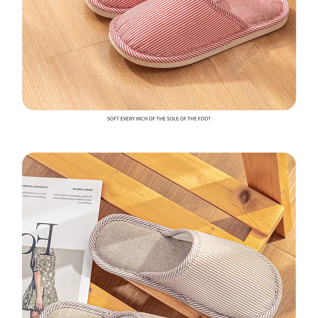 Cotton slippers women's four seasons indoor home leisure non-slip couple home new non-slip spring and autumn cotton and linen slippers men — feature 23