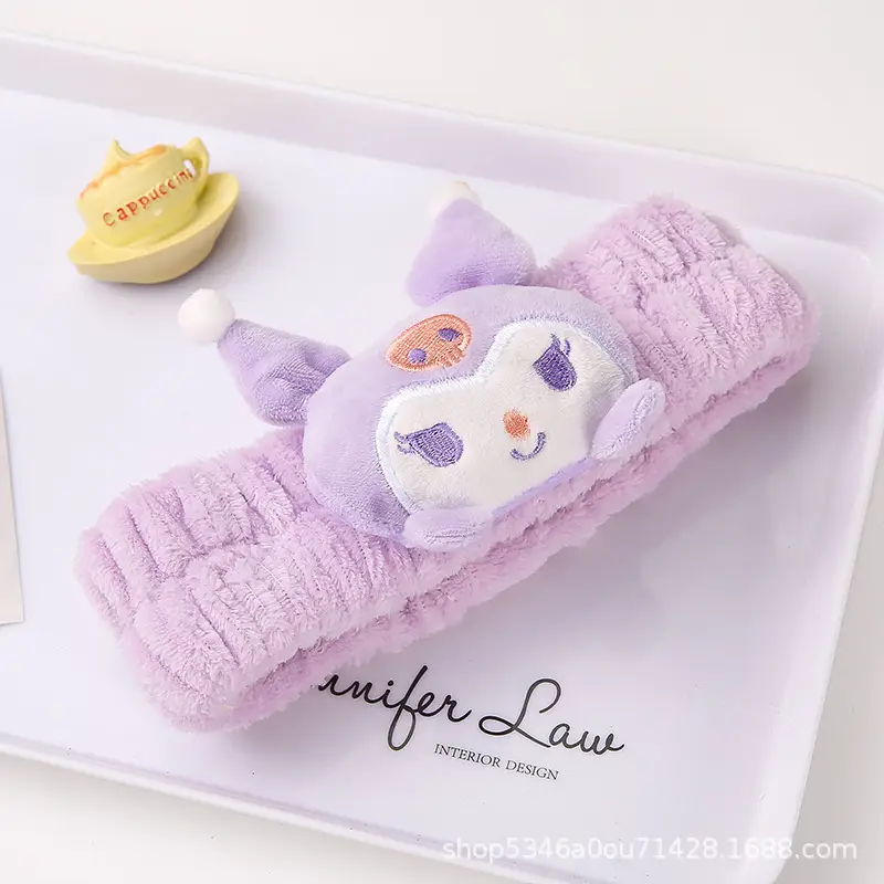 Cute Plush Cartoon Headband for Women Blue Bow - Image 3