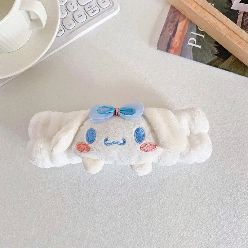 Cute Plush Cartoon Headband for Women Blue Bow - Image 5