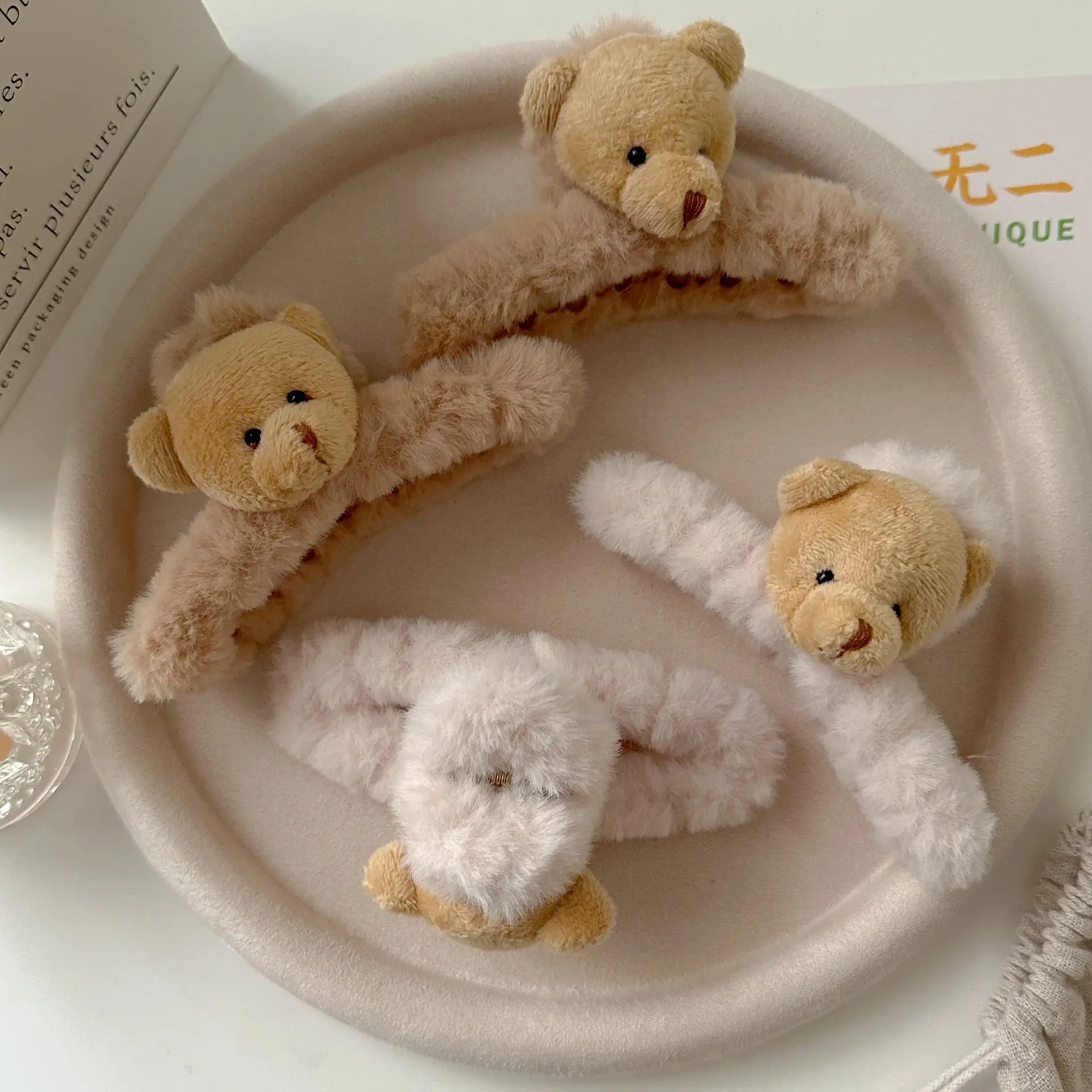Autumn Winter Bear Plush Clip Hairpin Set — feature 1