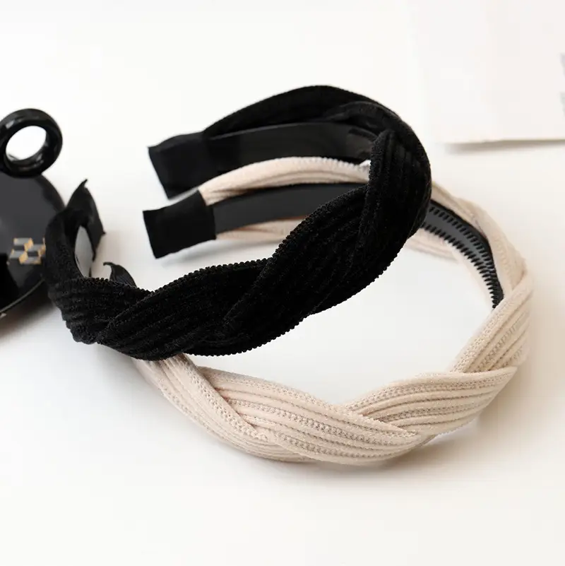 2024 Velvet Twist Hairband Black White Women - Image 6