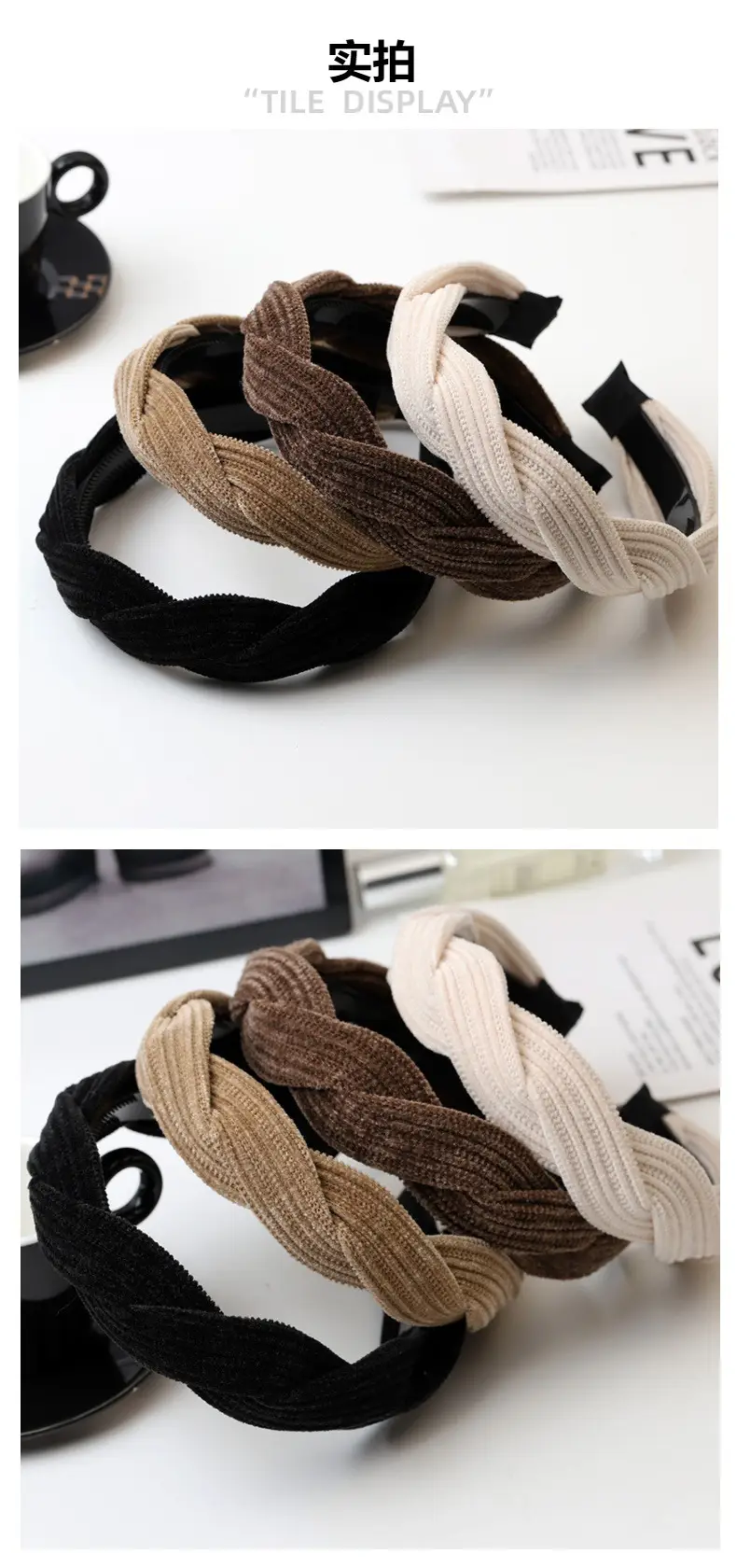 2024 Velvet Twist Hairband Black White Women â feature 12