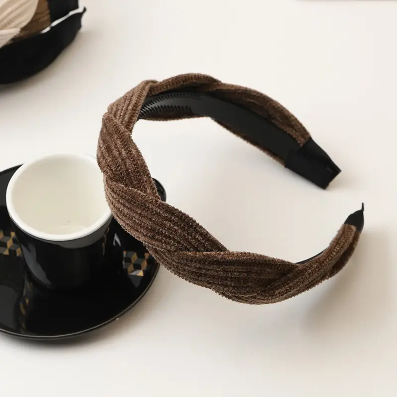 2024 Velvet Twist Hairband Black White Women - Image 2