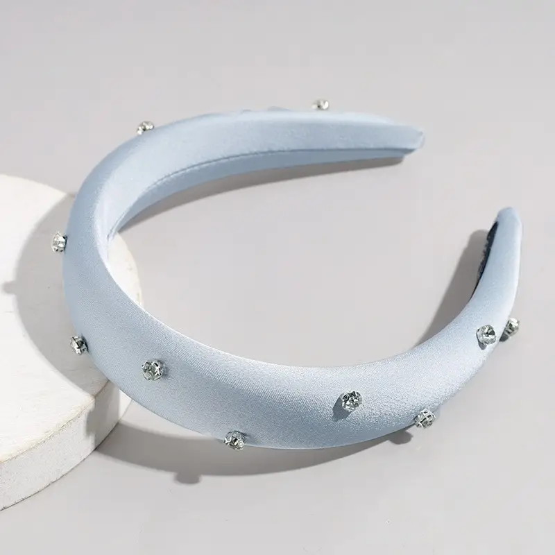Satin Skull Top Headband with Rhinestone Accents - Image 2