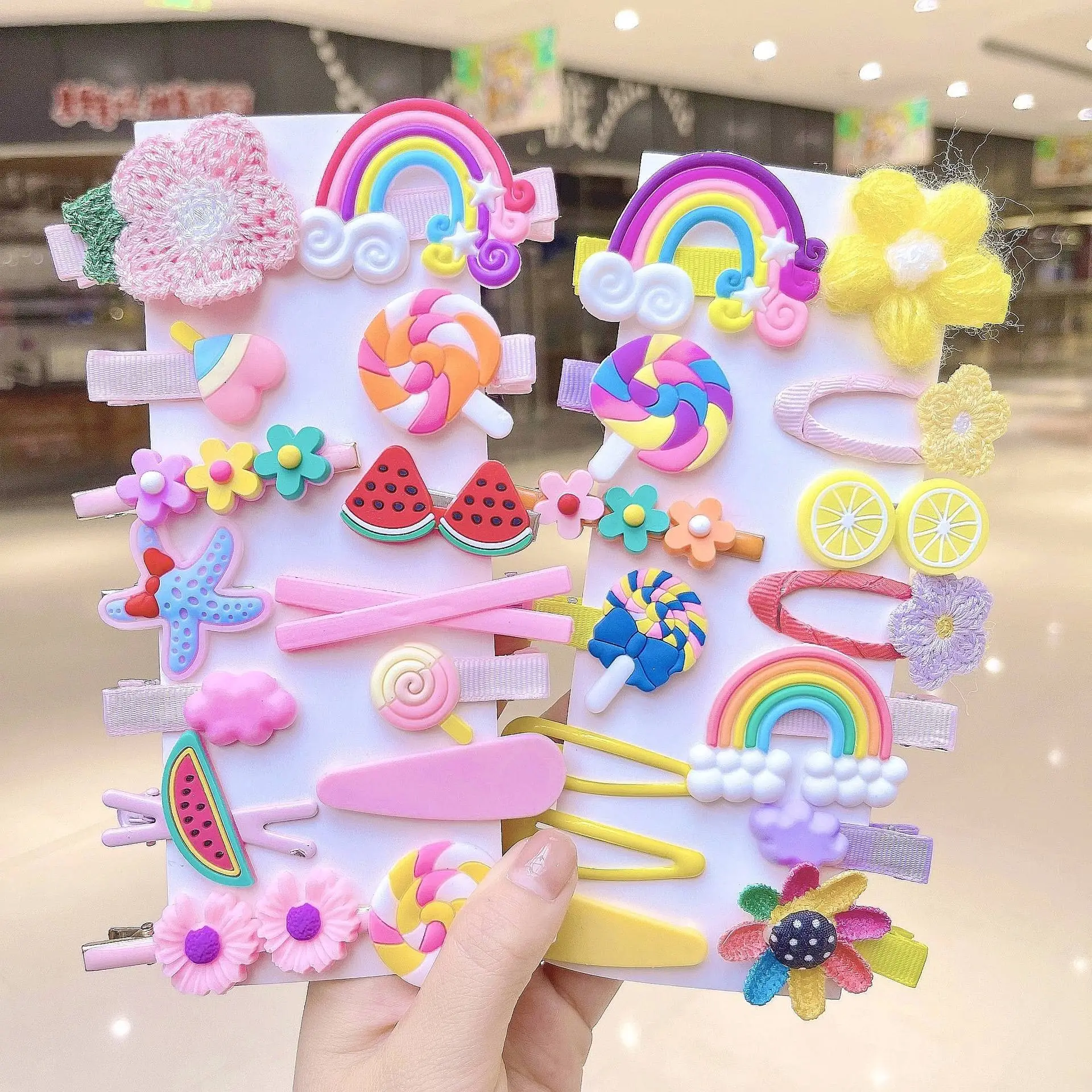Kids Rainbow Hair Clips Set for Girls