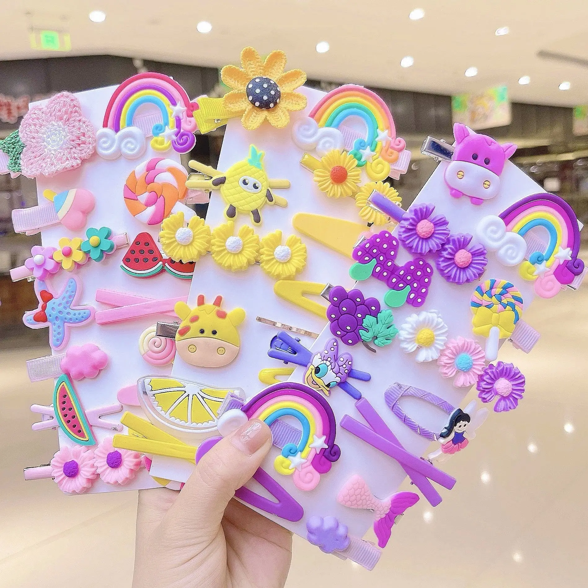 Kids Rainbow Hair Clips Set for Girls