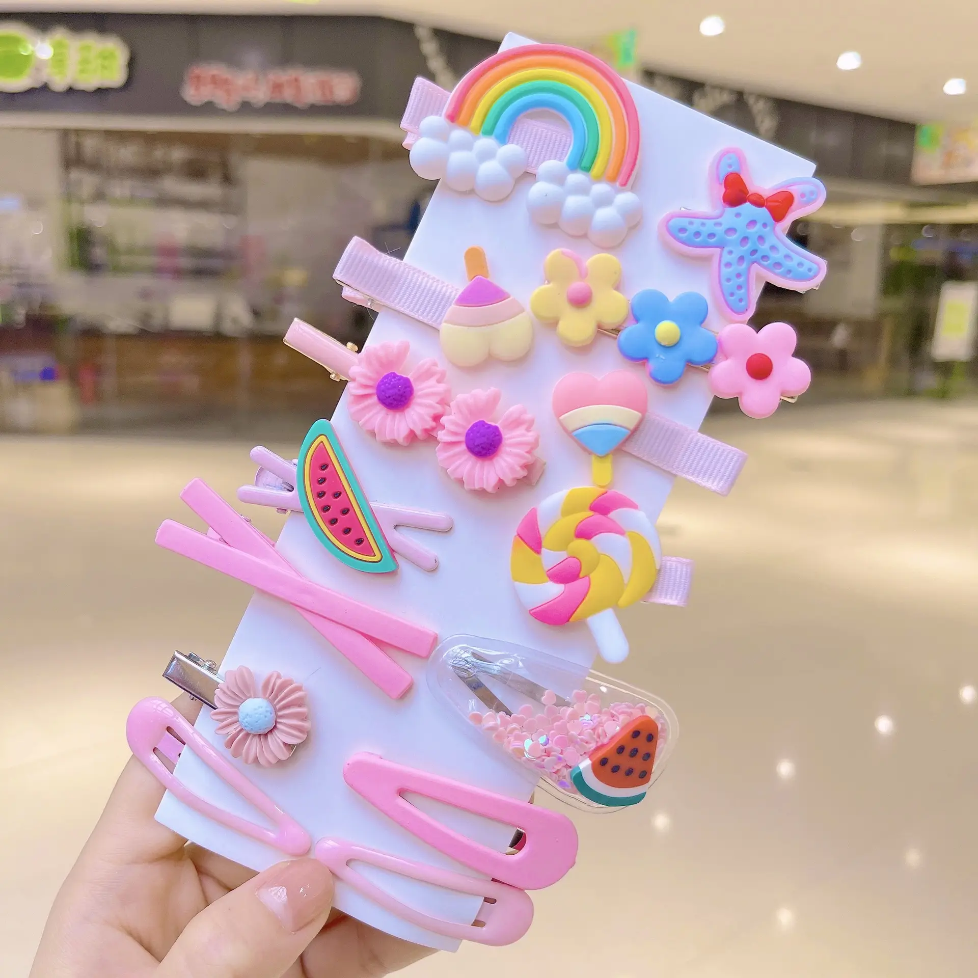 Kids Rainbow Hair Clips Set for Girls