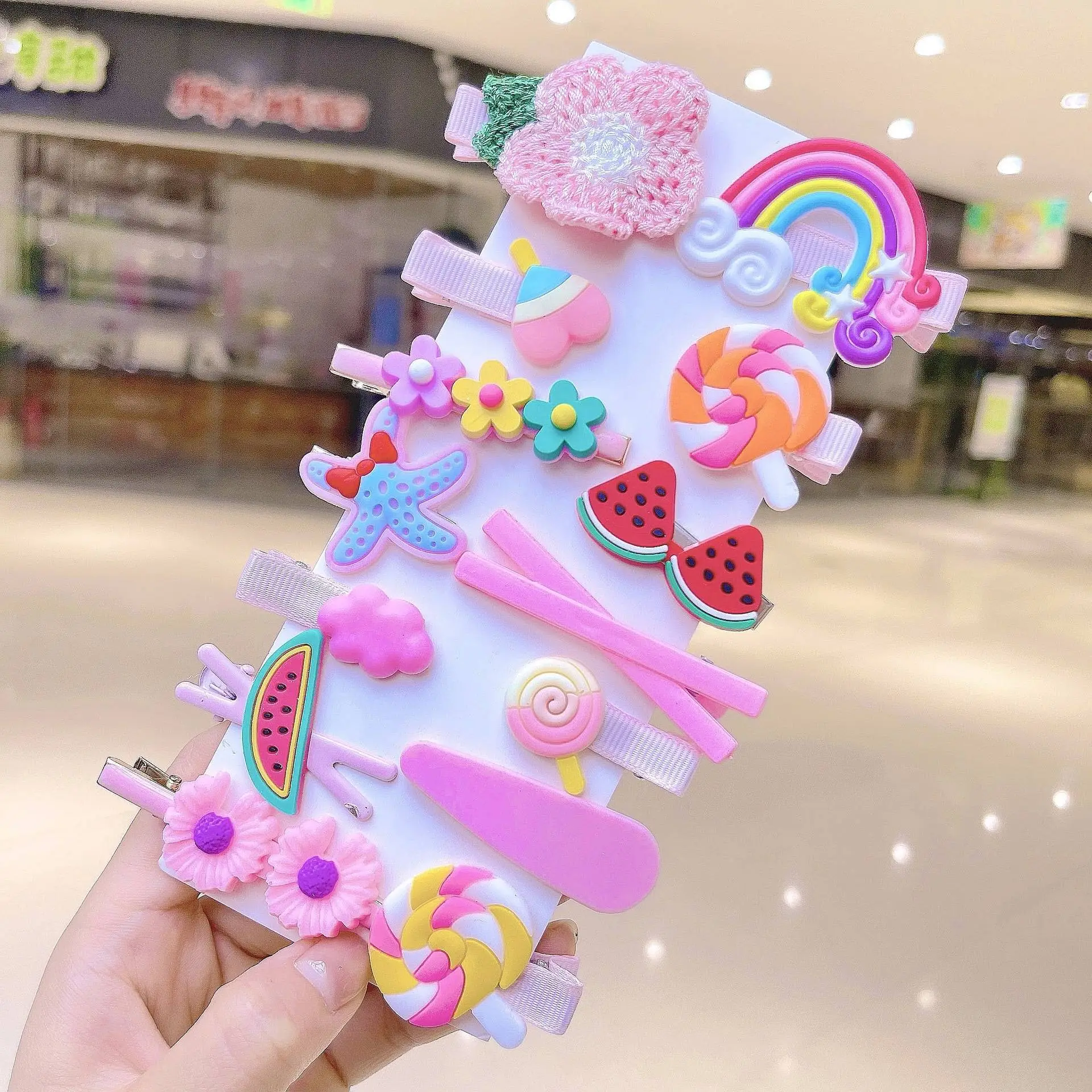 Kids Rainbow Hair Clips Set for Girls