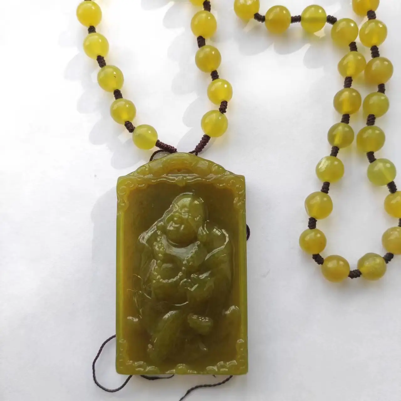 Natural Xiuyan Jade Maitreya Buddha Pendant 38mm