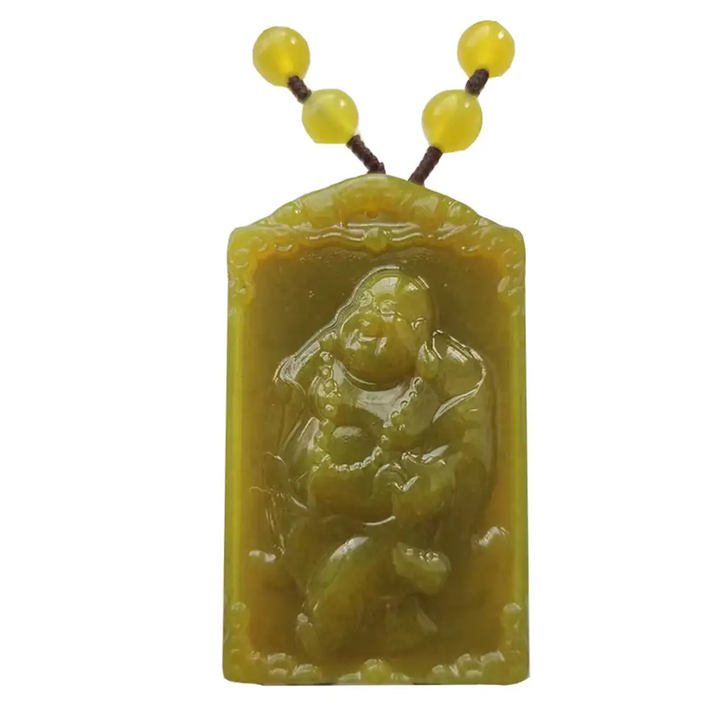 Natural Xiuyan Jade Maitreya Buddha Pendant 38mm