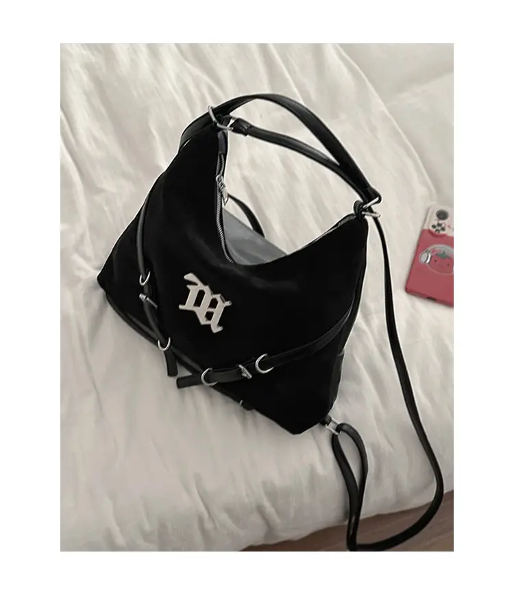Women's Brown Leather Shoulder Tote Bag with Embroidered Logo — feature 17