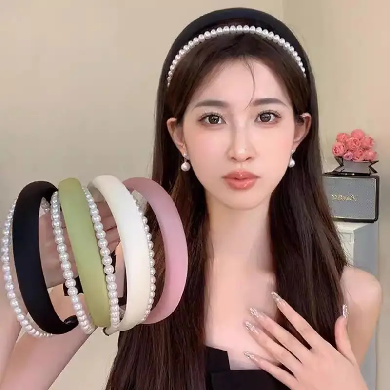 White Pearl High Cranial Hair Band for Women