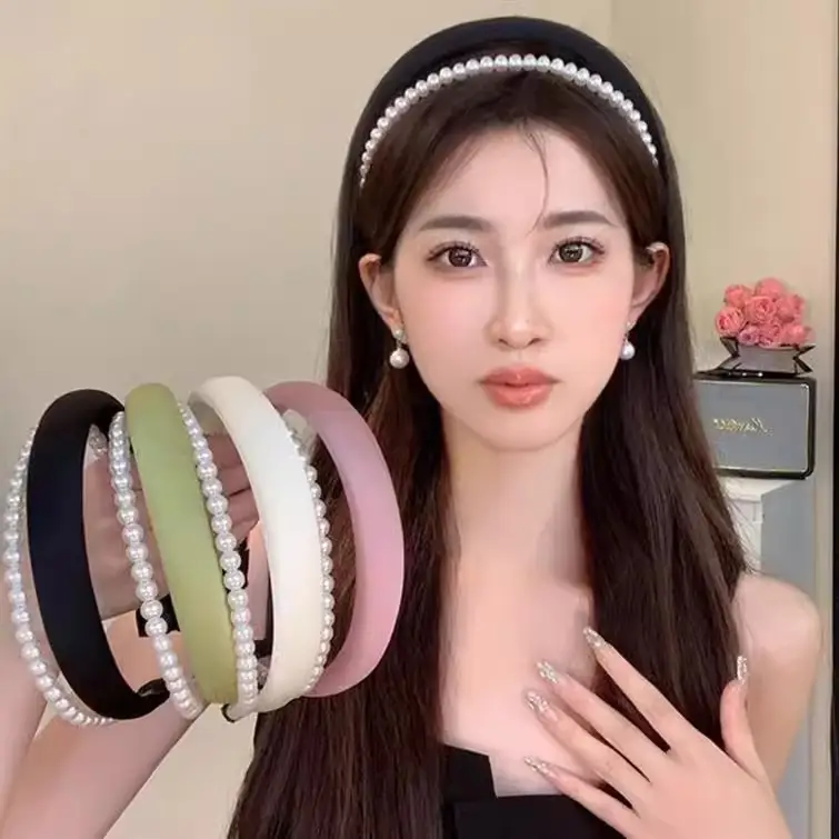 White Pearl High Cranial Hair Band for Women — feature 4