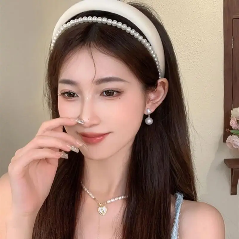 White Pearl High Cranial Hair Band for Women