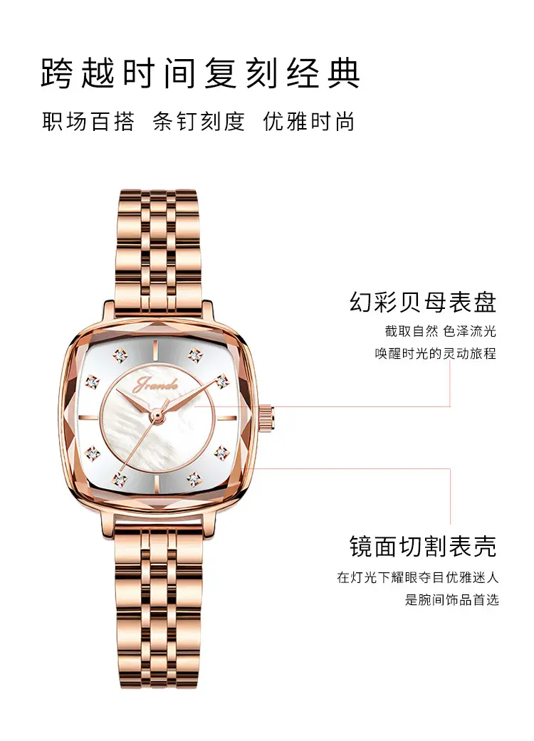 Women's Rose Gold Quartz Watch with Diamond Dial — feature 7