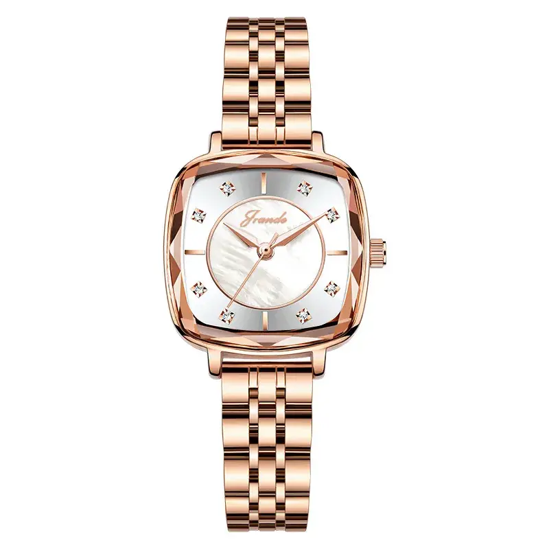 Women's Rose Gold Quartz Watch with Diamond Dial - Image 2