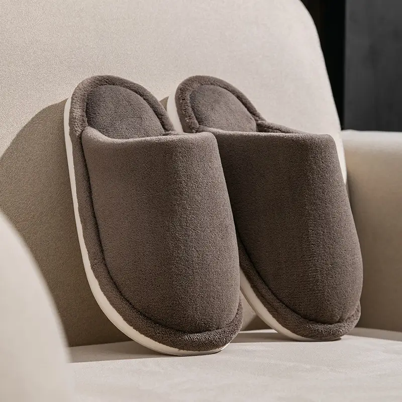 plus size Cotton Slippers Men's Autumn and Winter Home Indoor Non-slip Warm Thick Bottom Household Thick Bottom Wool Slippers for Men in Winter - Image 10