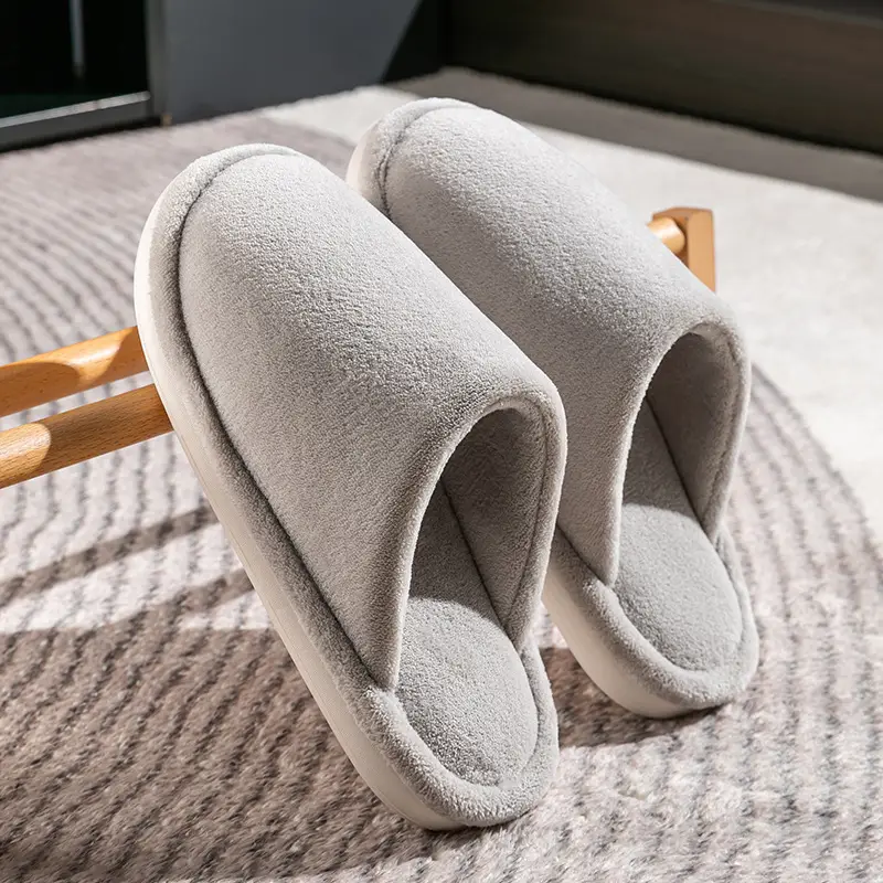 plus size Cotton Slippers Men's Autumn and Winter Home Indoor Non-slip Warm Thick Bottom Household Thick Bottom Wool Slippers for Men in Winter - Image 2