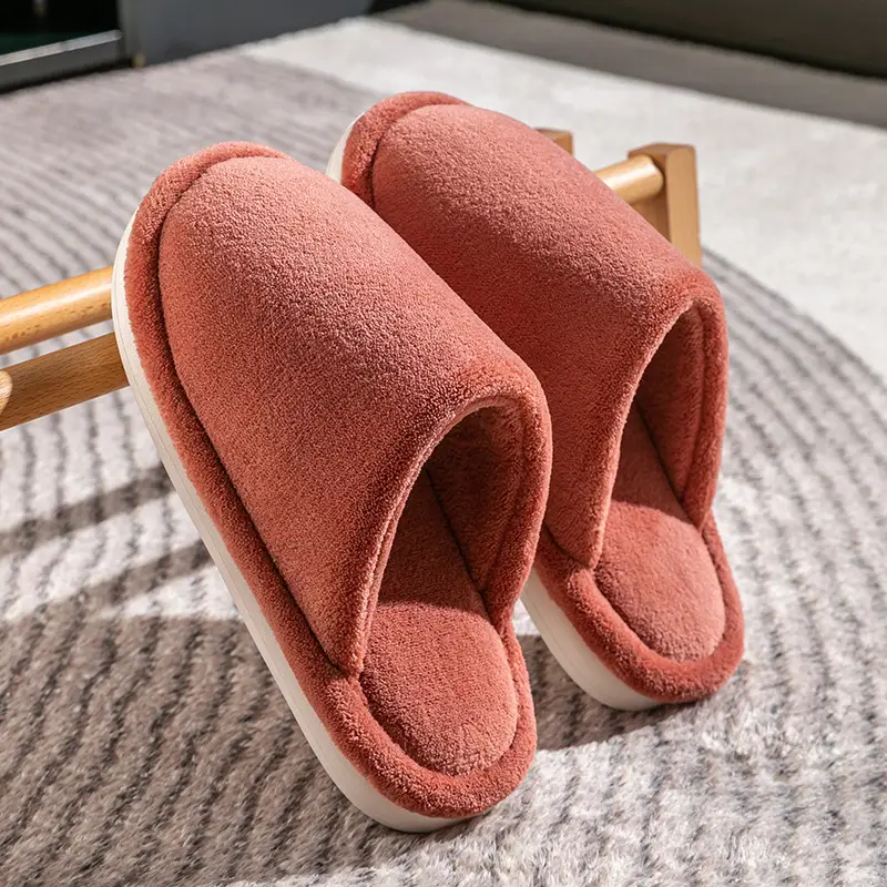 plus size Cotton Slippers Men's Autumn and Winter Home Indoor Non-slip Warm Thick Bottom Household Thick Bottom Wool Slippers for Men in Winter - Image 5