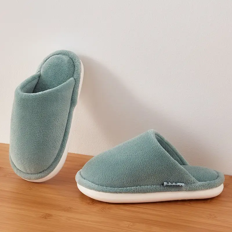 plus size Cotton Slippers Men's Autumn and Winter Home Indoor Non-slip Warm Thick Bottom Household Thick Bottom Wool Slippers for Men in Winter - Image 8