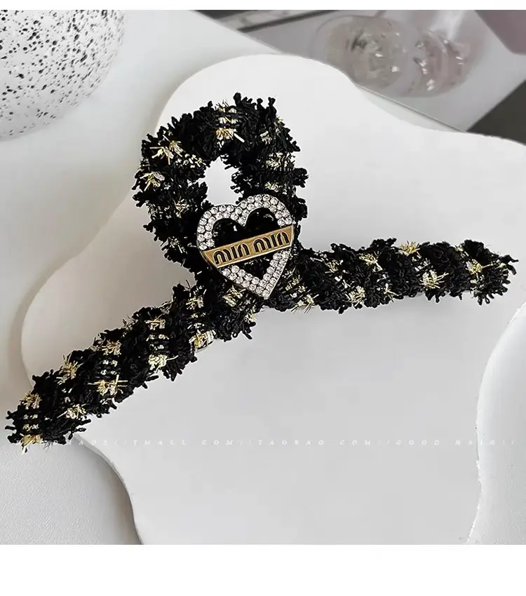 Luxury Black Heart Clip for Women Autumn Winter Hairpin — feature 10