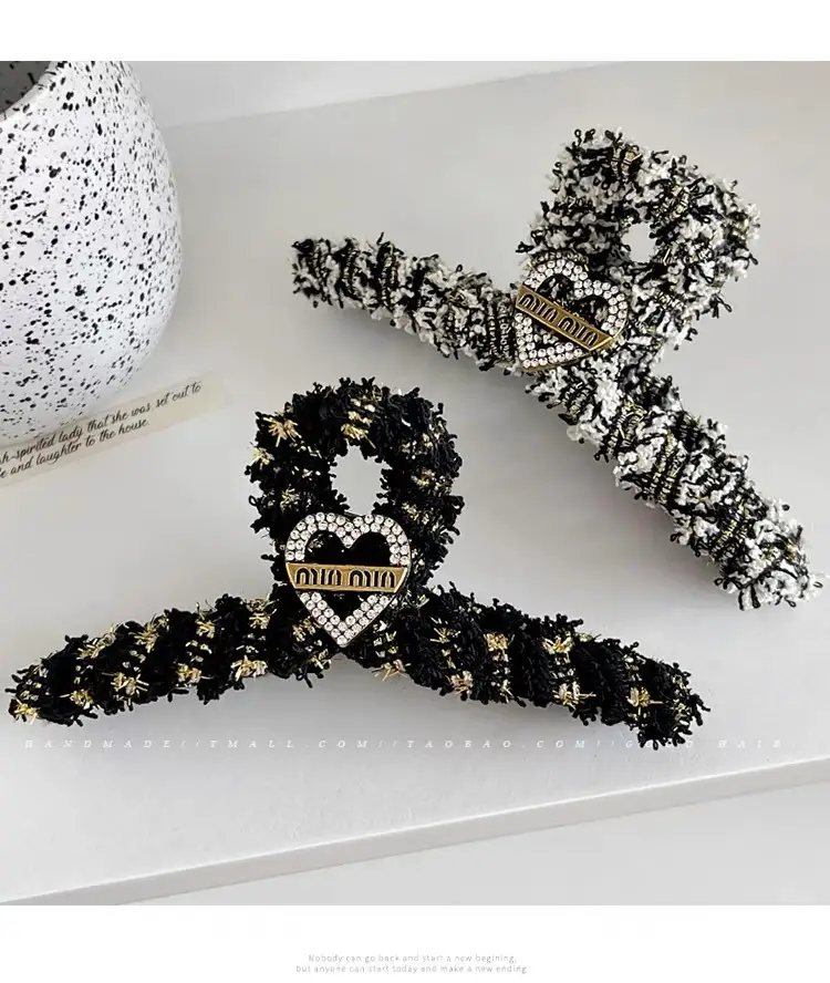 Luxury Black Heart Clip for Women Autumn Winter Hairpin — feature 7