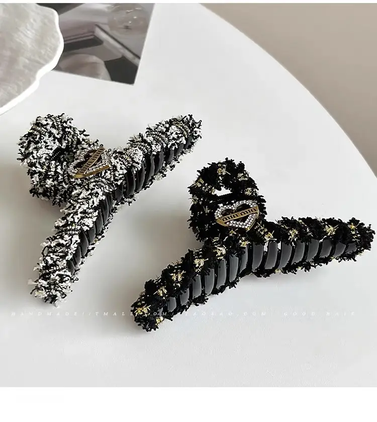 Luxury Black Heart Clip for Women Autumn Winter Hairpin — feature 9