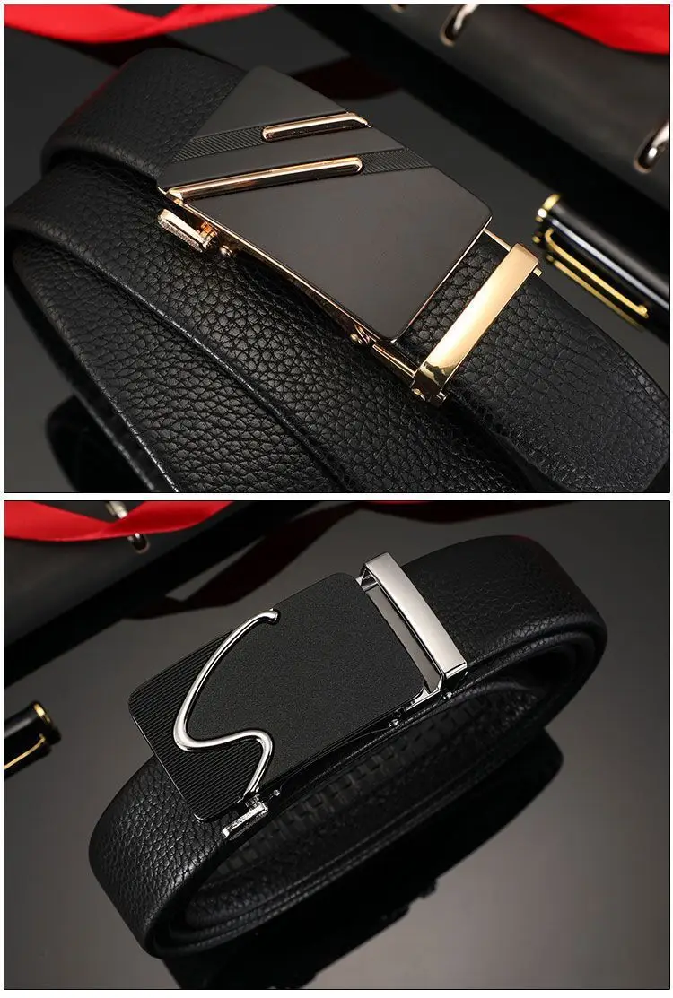 Men's Black Leather Belt with Buckle 150Cm Waistband — feature 12