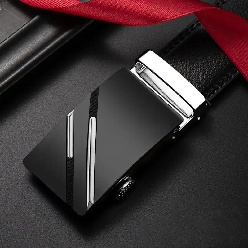 Men's Black Leather Belt with Buckle 150Cm Waistband - Image 2