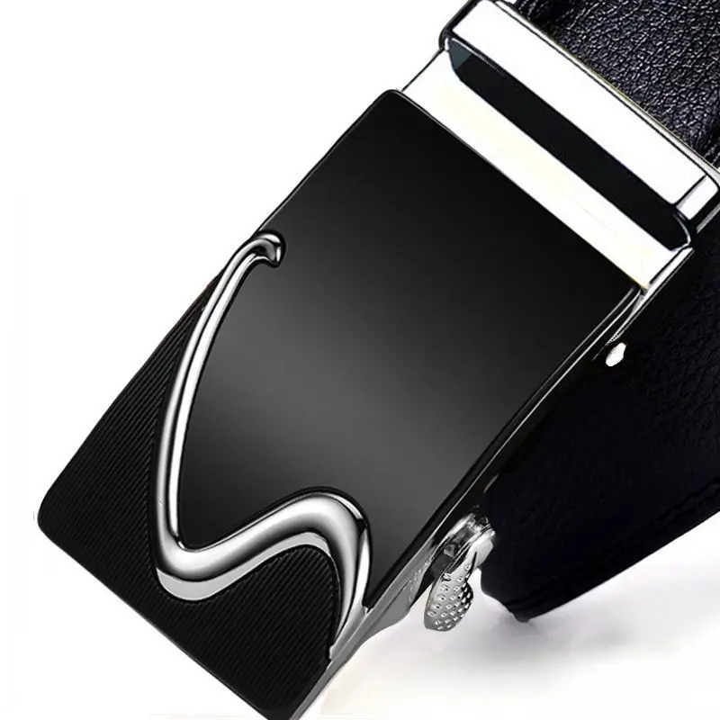 Men's Black Leather Belt with Buckle 150Cm Waistband - Image 4
