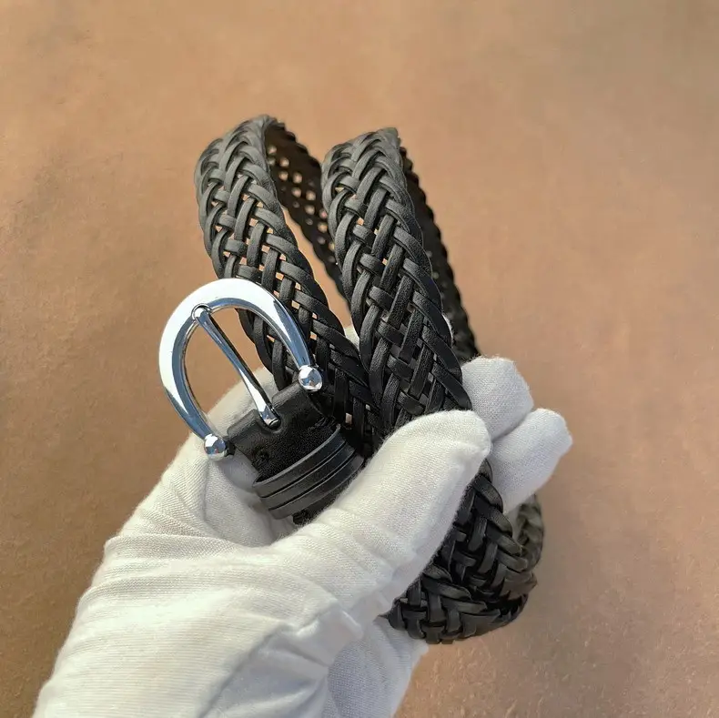 Women's Black Woven Belt with Silver Buckle — feature 14