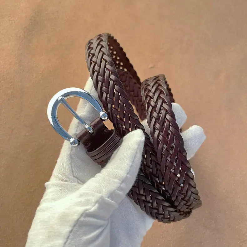 Women's Black Woven Belt with Silver Buckle — feature 15