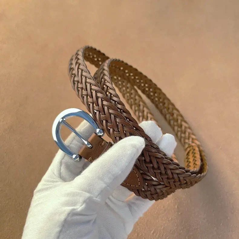 Women's Black Woven Belt with Silver Buckle — feature 16