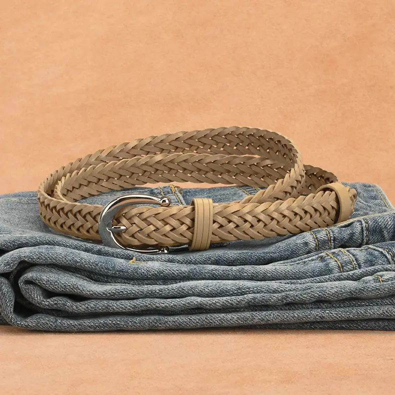 Women's Black Woven Belt with Silver Buckle — feature 18