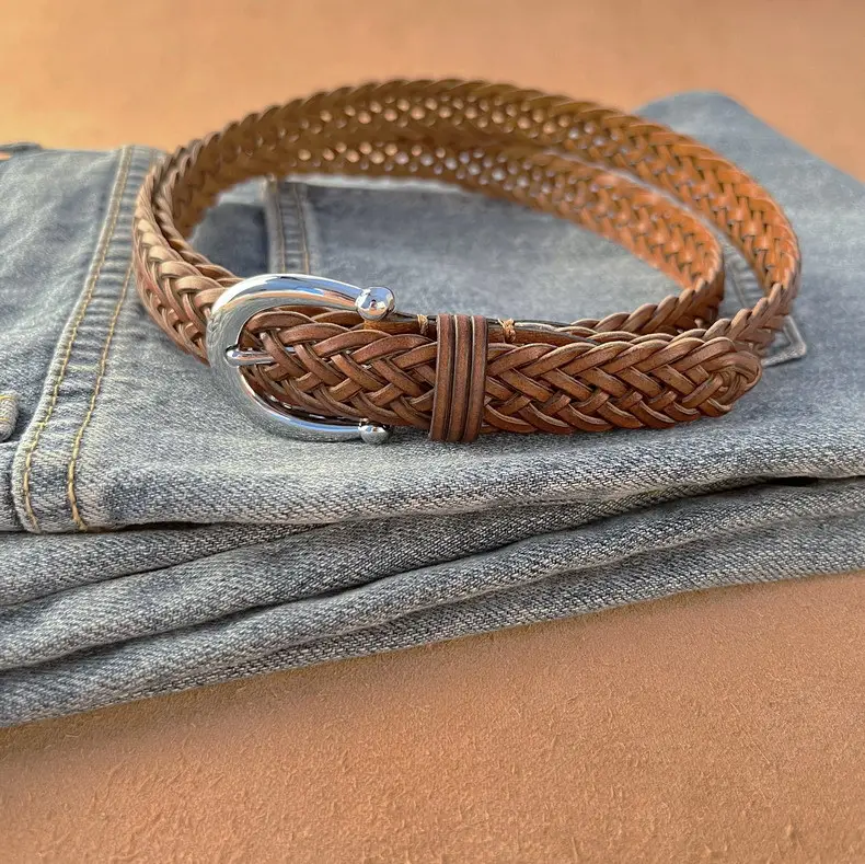 Women's Black Woven Belt with Silver Buckle — feature 20