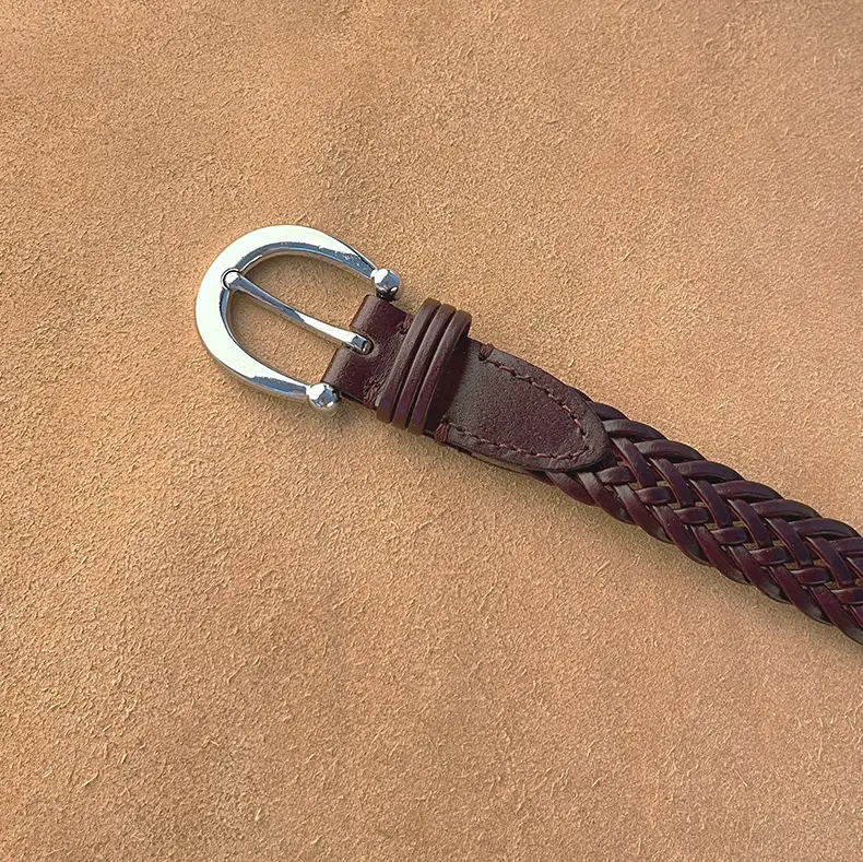 Women's Black Woven Belt with Silver Buckle — feature 3