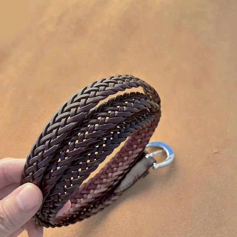 Women's Black Woven Belt with Silver Buckle — feature 4