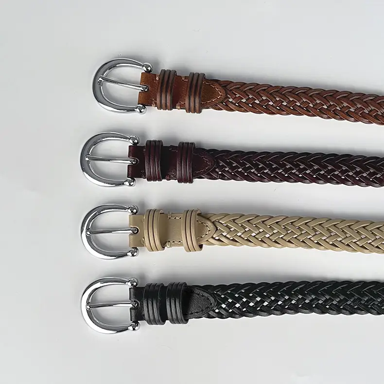 Women's Black Woven Belt with Silver Buckle — feature 5