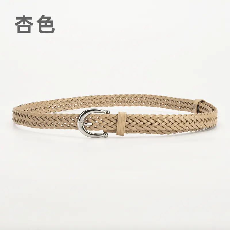 Women's Black Woven Belt with Silver Buckle - Image 4