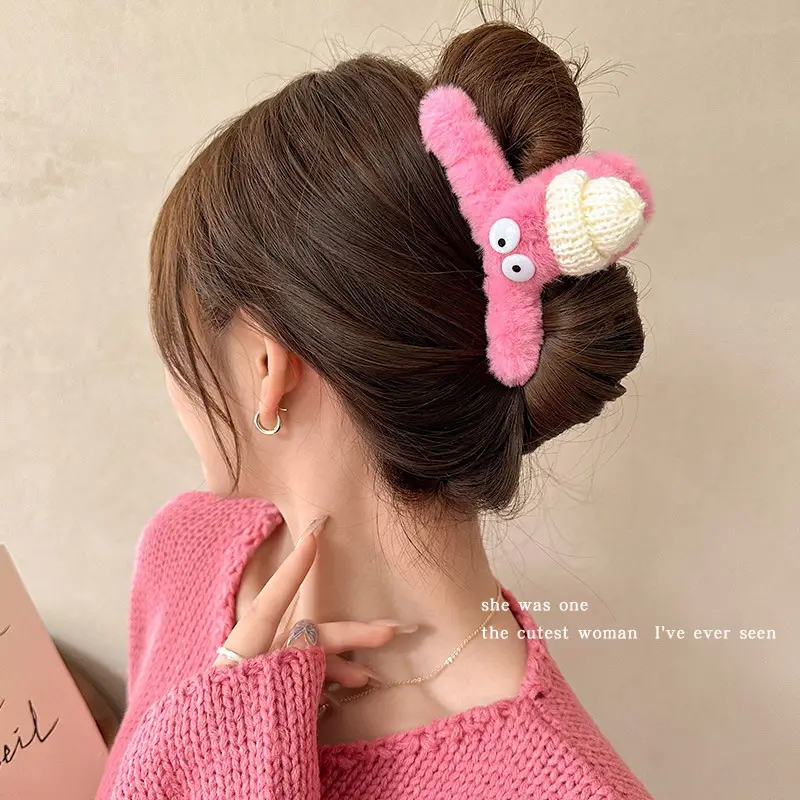 Cute Cartoon Hairpins with Big Eyes and Soft Fleece